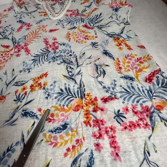 Chico's Womens Linen Nautical Embellished Tunic Top Size 2 US Large White Orange - Picture 8 of 10